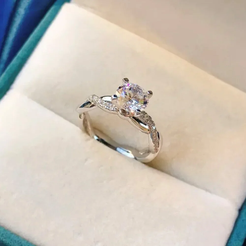 Simulated Diamond Engagement Ring 2.25 CTW Infinity Pave Sterling Silver Size 6
